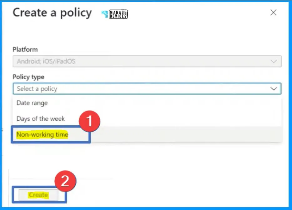 Intune Working Time Mute Notification Policies - Fig.2 - Creds to Chevelyn de Mello MS