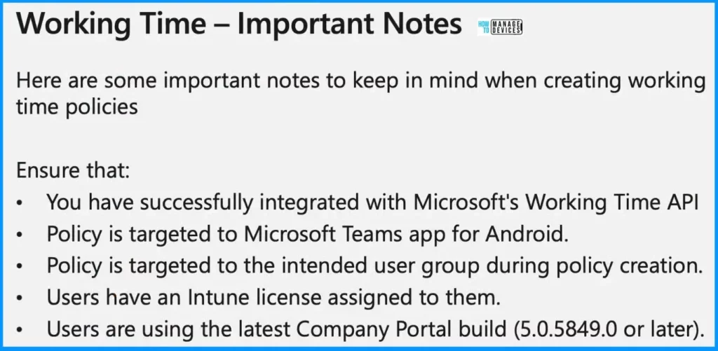 Intune Working Time Mute Notification Policies - Fig.3 - Creds to Chevelyn de Mello MS