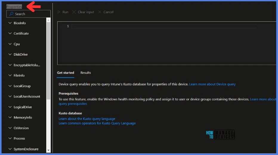 Explore Kusto Query Language (KQL) and Intune-Device Query. Fig.3