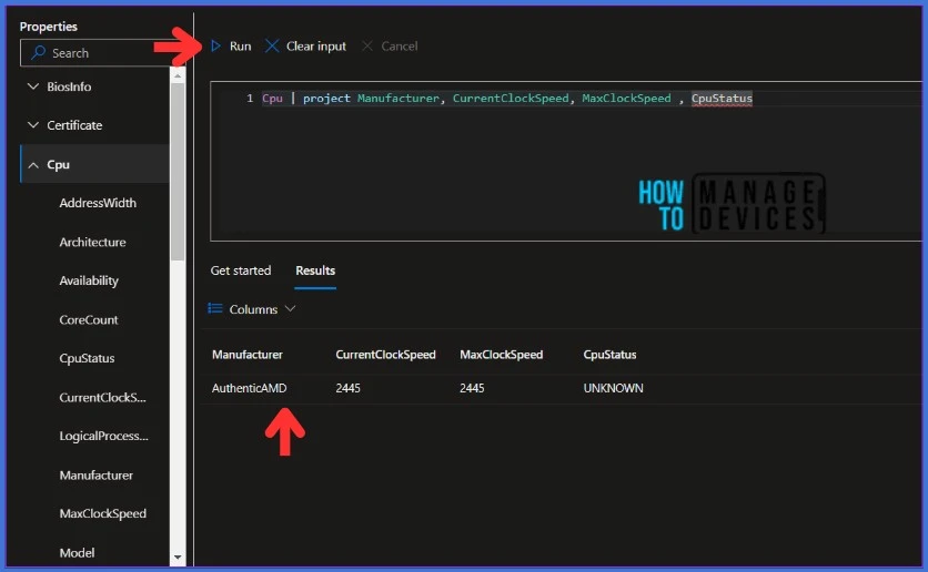 Explore Kusto Query Language (KQL) and Intune-Device Query. Fig.5