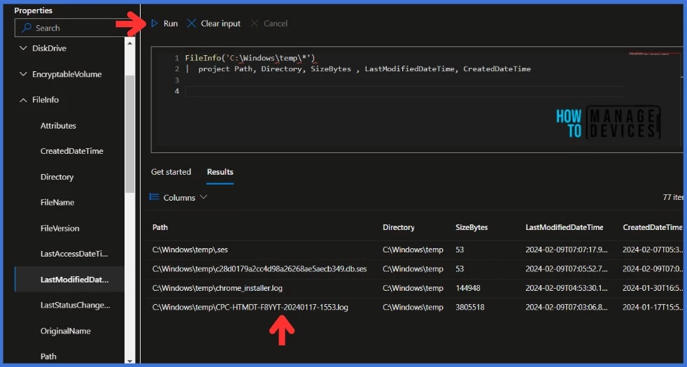 Explore Kusto Query Language (KQL) and Intune-Device Query. Fig.6