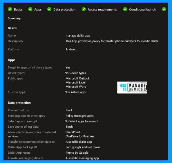 Manage Dialer App for Android using Intune App Protection Policy Fig.10