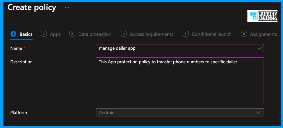 Manage Dialer App for Android using Intune App Protection Policy Fig.3