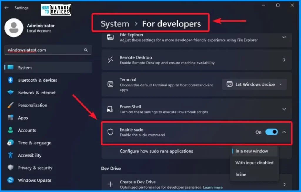 Microsoft Latest Addition Sudo for Windows - Fig.1 - Creds to MS