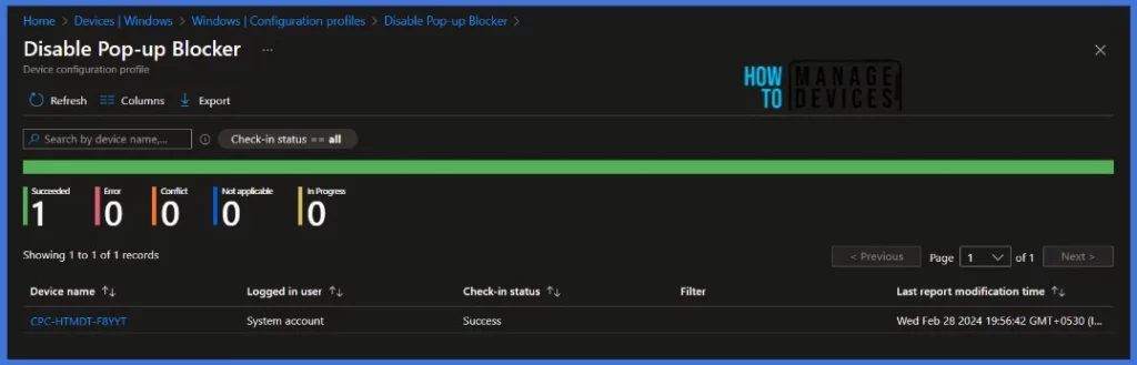Manage Pop-up Blocker with Intune Configuration Profile 9 Manage Pop-up Blocker with Intune Configuration Profile Fig. 9