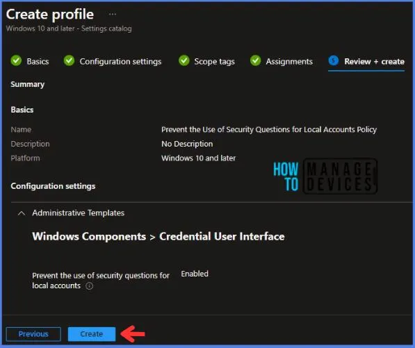 Prevent the Use of Security Questions for Local Accounts Using Intune Policy Fig.8