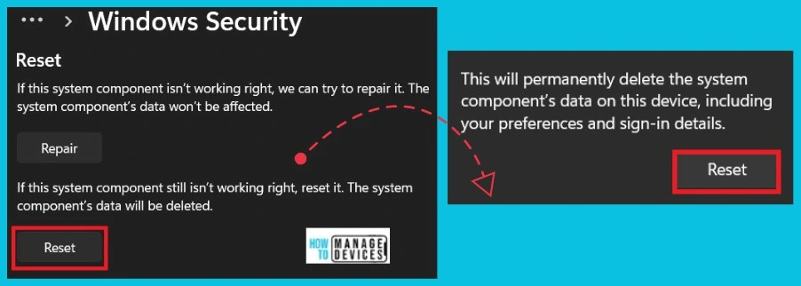 Reset Windows security app in Windows 11 - Fig.4