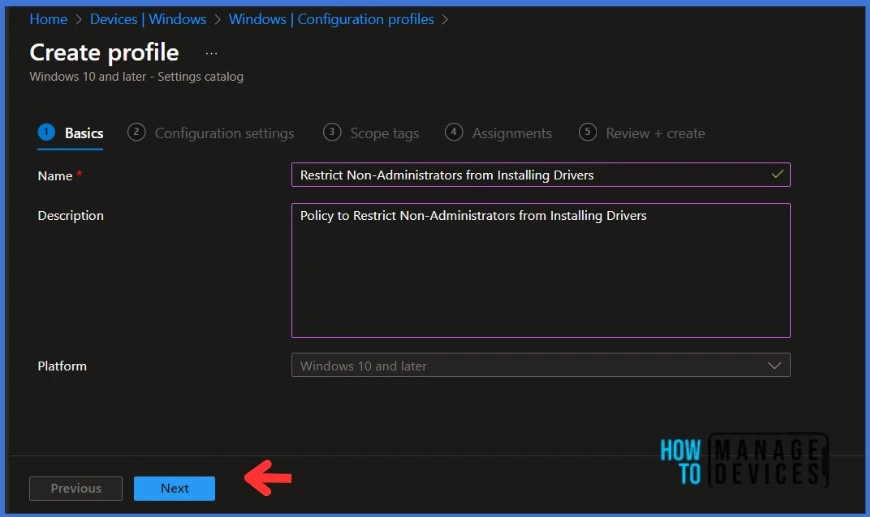 Restrict Drivers Installation for Non-Administrators Users with Intune Policies Fig. 3