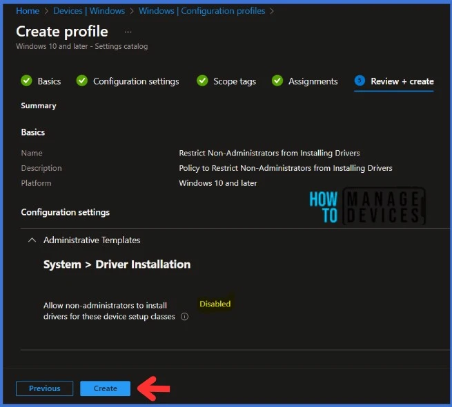Restrict Drivers Installation for Non-Administrators Users with Intune Policies Fig. 8