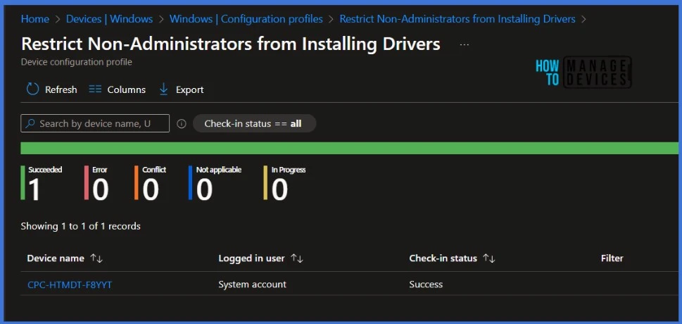 Restrict Drivers Installation for Non-Administrators Users with Intune Policies Fig. 9