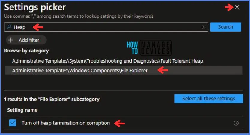 Create Intune Turn Off Heap Termination on Corruption Policy Fig.5
