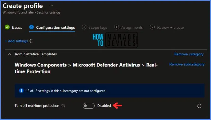 Create Intune Turn Off Real-Time Protection Policy Fig.6