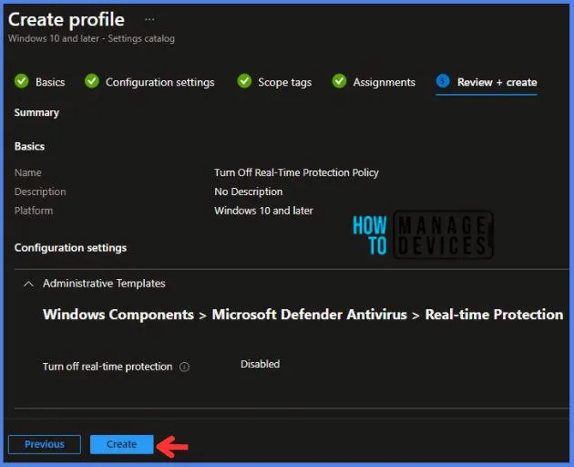Create Intune Turn Off Real-Time Protection Policy Fig.8