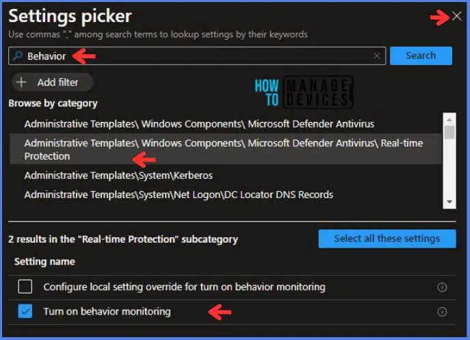 Turn On Behavior Monitoring Policy Using Intune Fig.5