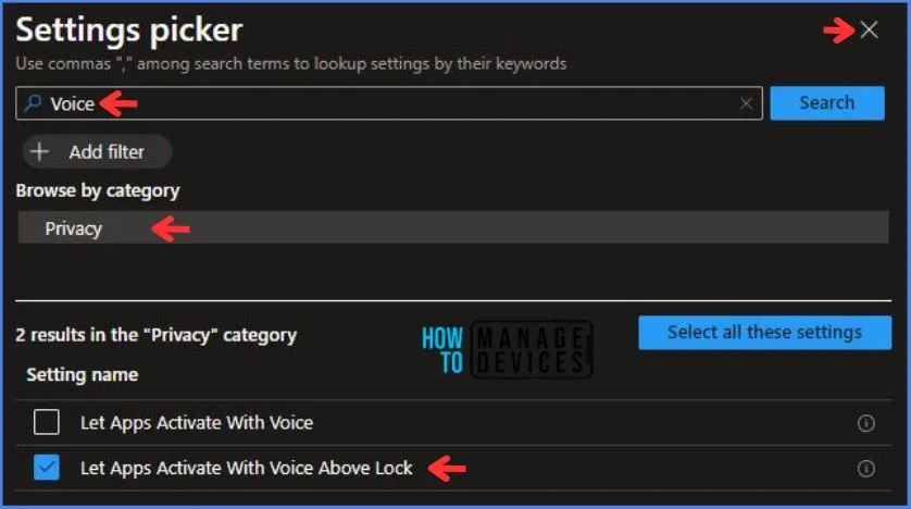 Deploy Intune Let Apps Activate With Voice Above Lock Policy Fig.5