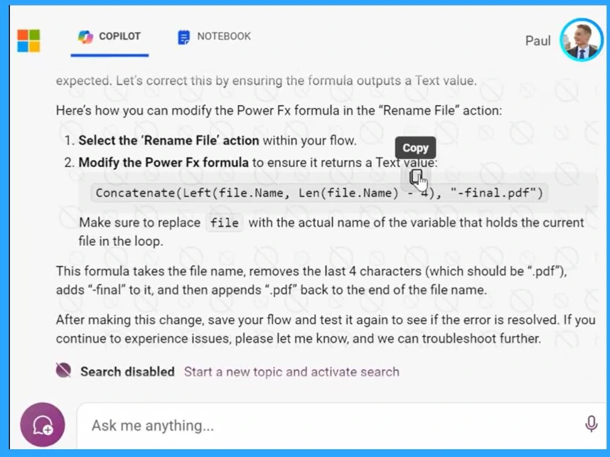 Use Windows Copilot to Automate Tasks Using Power Automate - Fig.8 Creds to Paul Couvert