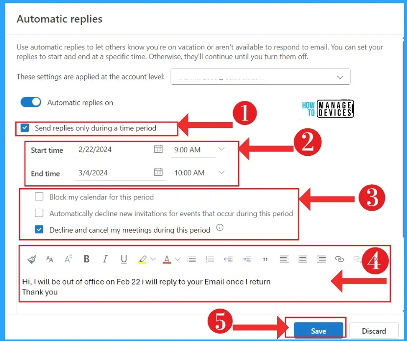 How to Set Out of Office in Outlook 6 How to Set Out of Office in Outlook - Fig.5