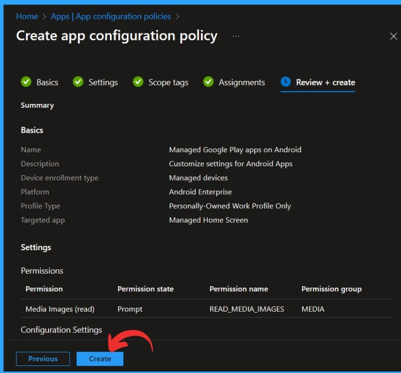 Additional App Configuration Permissions for Android Apps- Fig.6