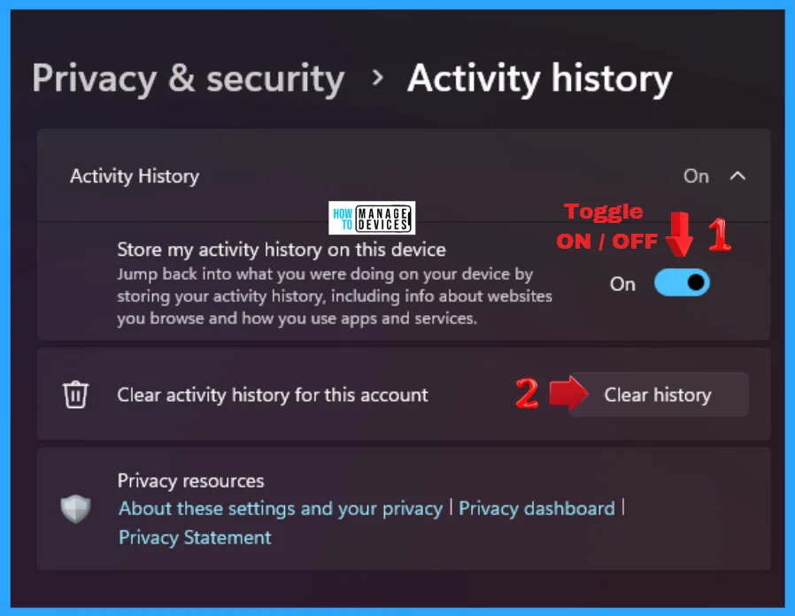Best Way to Disable Enable Store Activity History in Windows 11 - Fig. 3