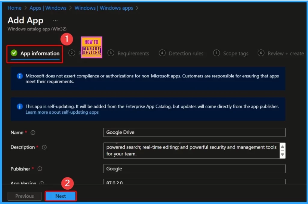Create and Deploy Google Drive App with Intune Enterprise App Catalog App 6 Create and Deploy Google Drive App with Intune Enterprise App Catalog App - Fig.5