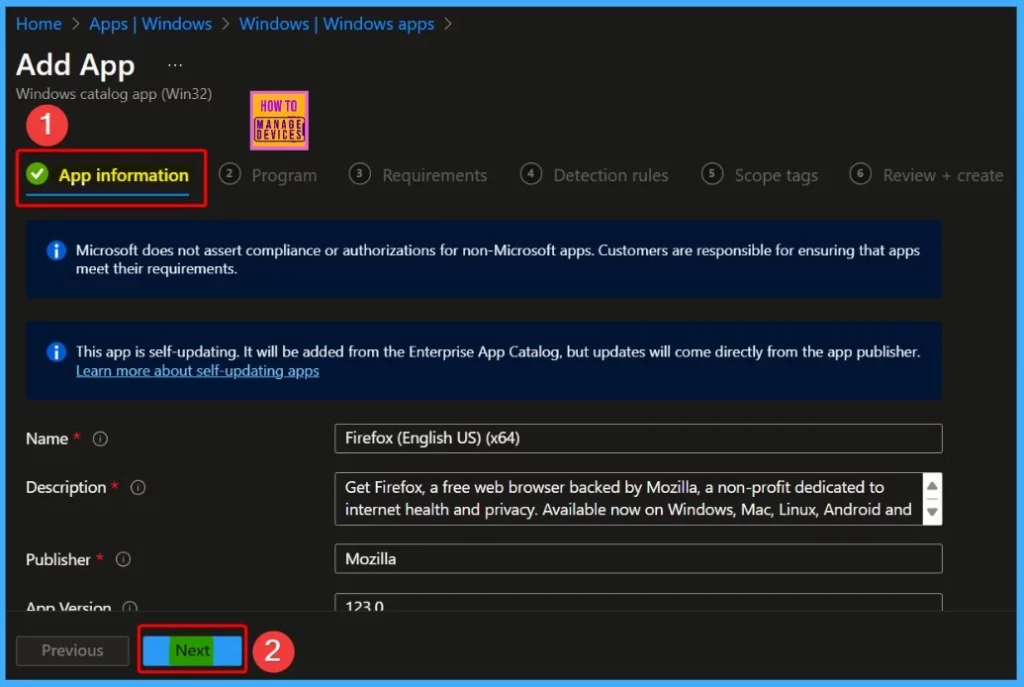 Install Mozilla Firefox with Intune Enterprise App Catalog App 5 Install Mozilla Firefox with Intune Enterprise App Catalog App - Fig.5