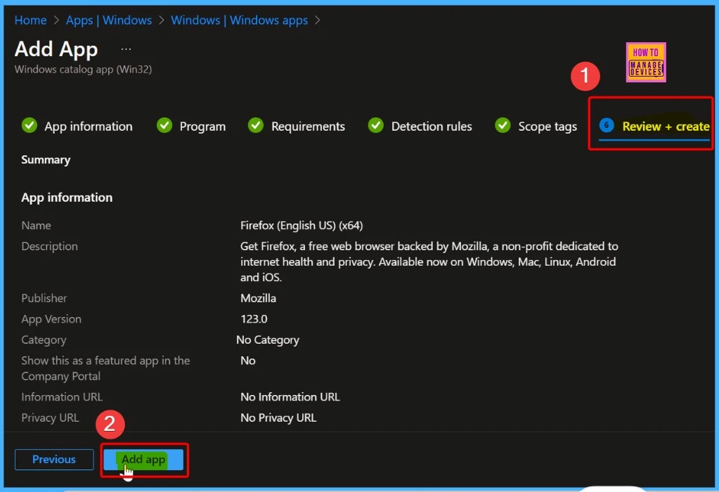 Install Mozilla Firefox with Intune Enterprise App Catalog App 9 Install Mozilla Firefox with Intune Enterprise App Catalog App - Fig.9