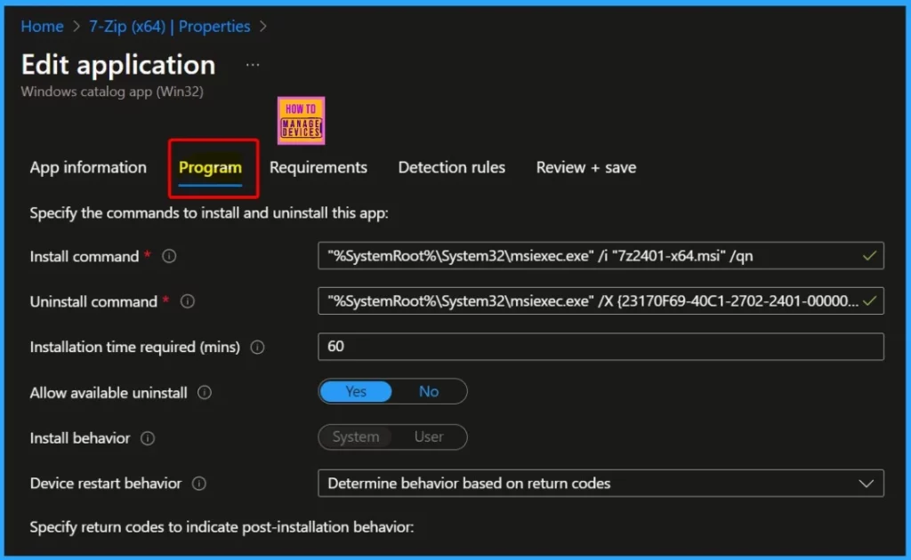 Installing 7-Zip App with Intune Enterprise App Catalog App - Fig.6