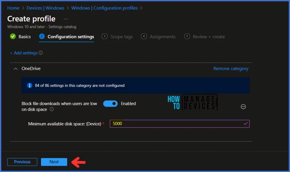 Intune Managing OneDrive File Downloads for Low Disk Space Fig. 6