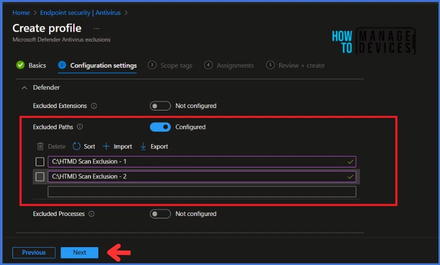 Exclude Files or Folders from Microsoft Defender Scan using Intune Fig. 4