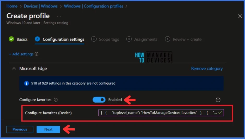 How to Configure Microsoft Edge Favorites using Intune Configuration Profile Step by Step Guide 5
