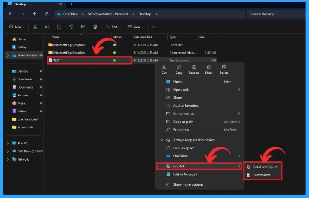 Windows 11 Copilot Integrates with File Explorer Context Menu - Fig.3 -Creds to PhantomOfEarth