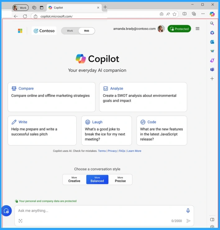 Copilot with Commercial Data Protection in Microsoft Edge for Business - Fig.4 - Creds to MS