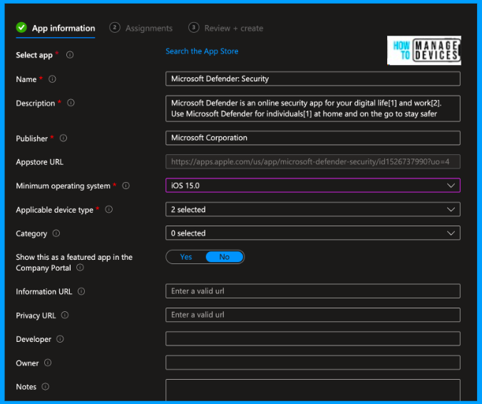 Onboard iOS/iPadOS devices to Microsoft Defender for Endpoint Fig: 3