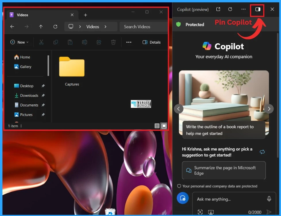 Pin or Unpin Copilot Side Pane on Desktop in Windows 11 -Fig.2
