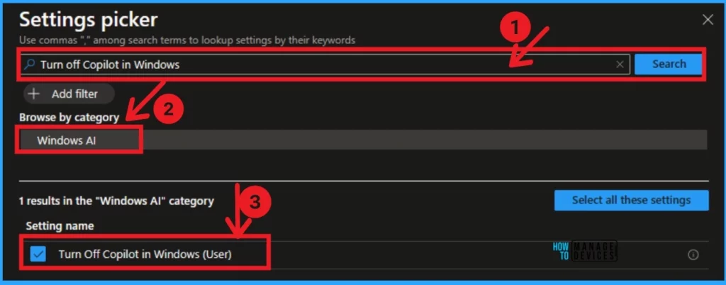 Turn Off Copilot in Windows Setting from Intune Settings Catalog - Fig.5