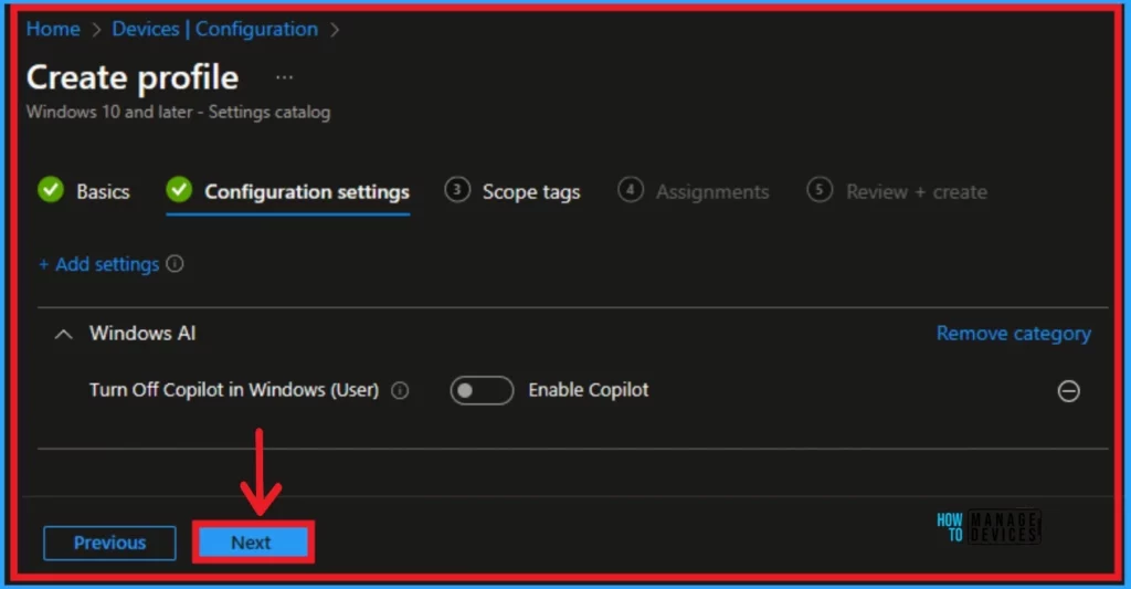 Turn Off Copilot in Windows Setting from Intune Settings Catalog - Fig.6