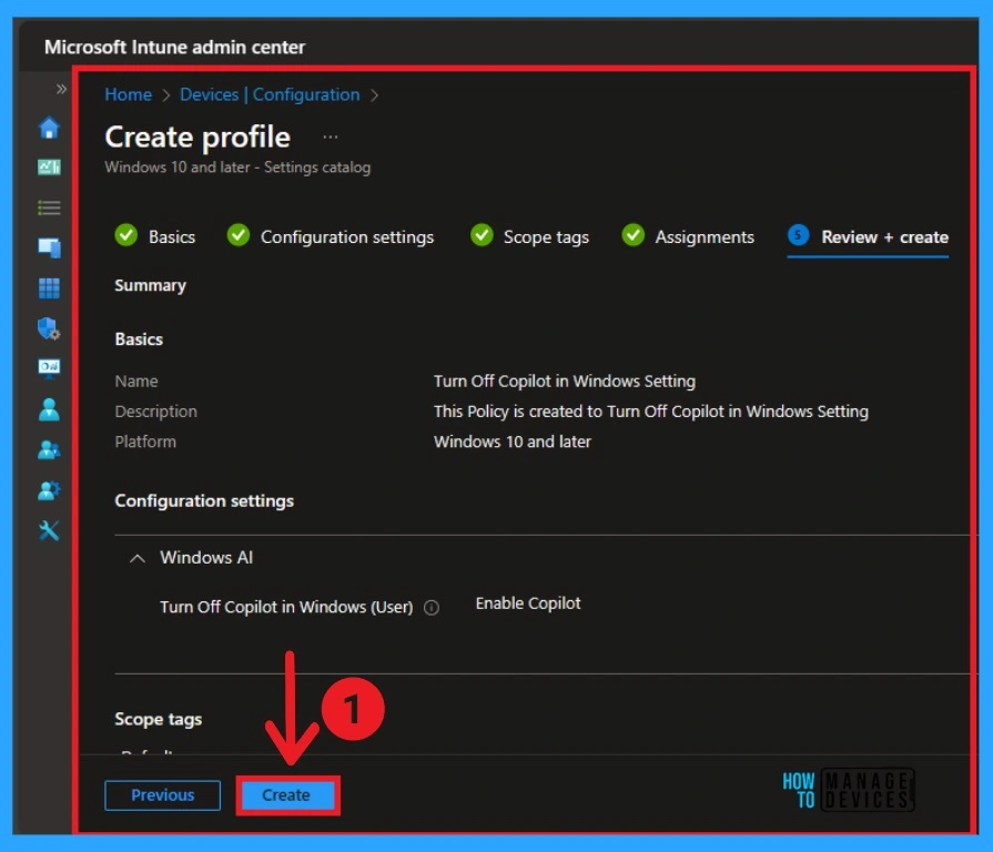 Turn Off Copilot in Windows Setting from Intune Settings Catalog - Fig.9