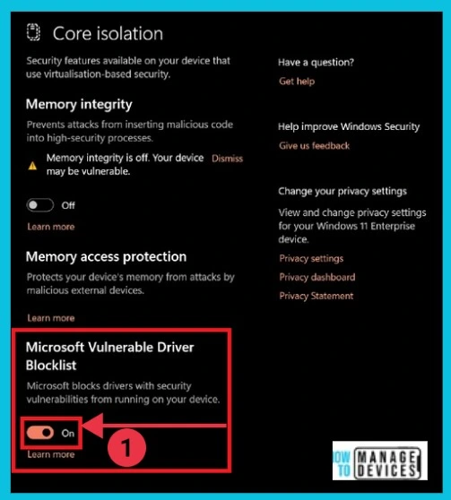 Turn On or Off Microsoft Vulnerable Driver Blocklist - Fig.3