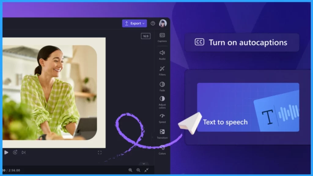 Microsoft Clipchamp Speech Audio to Video Editing Feature 2 Microsoft Clipchamp Text to Speech Audio Caption Video Editing Feature -Fig.2