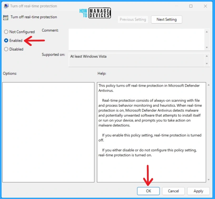 Methods for Allow or Disallow Real-time Protection for Microsoft Defender Antivirus in Windows 11 - Fig.6