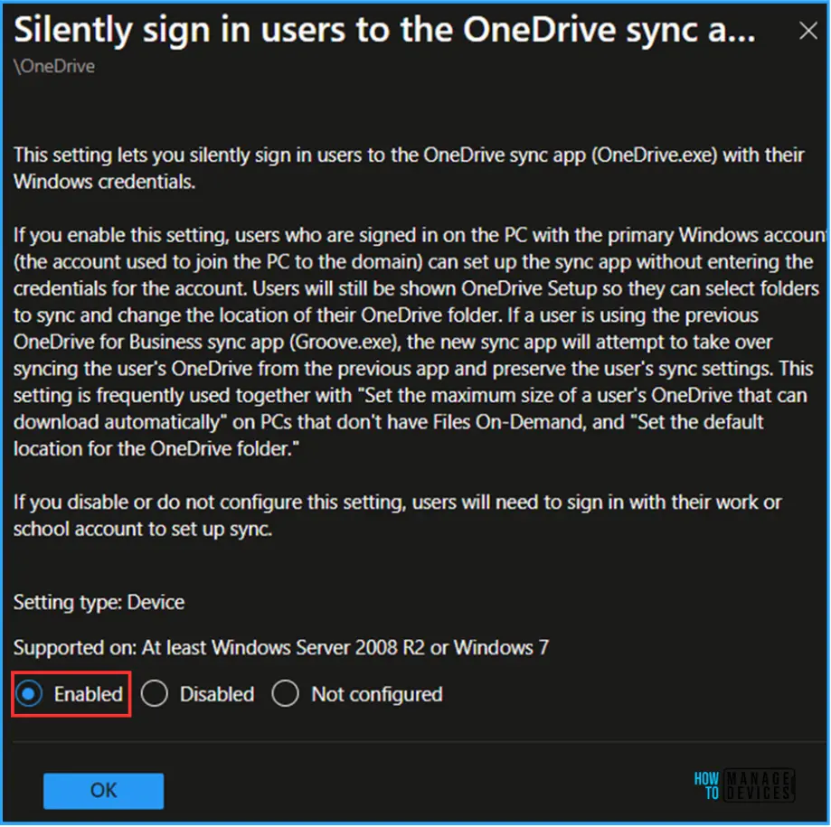 Best Guide to Configure OneDrive Auto Sign-in & Sync with Intune. Fig. 7