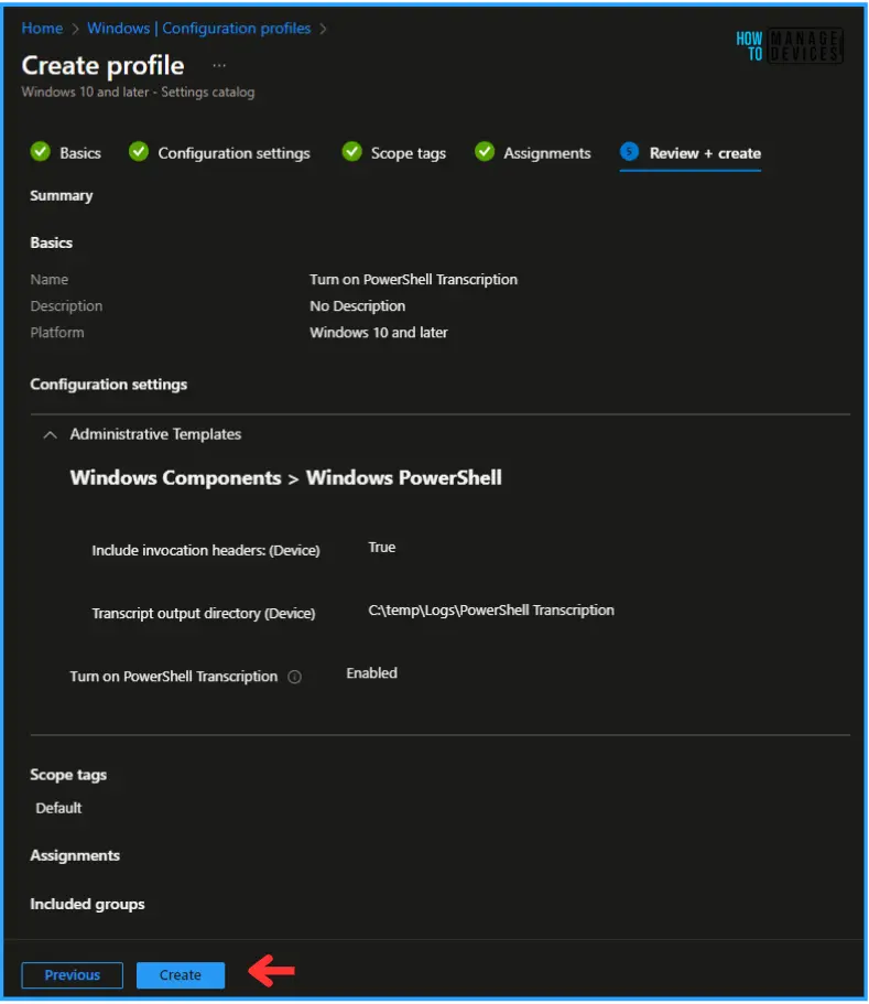 Best Guide to Turn on PowerShell Transcription with Intune. Fig. 10