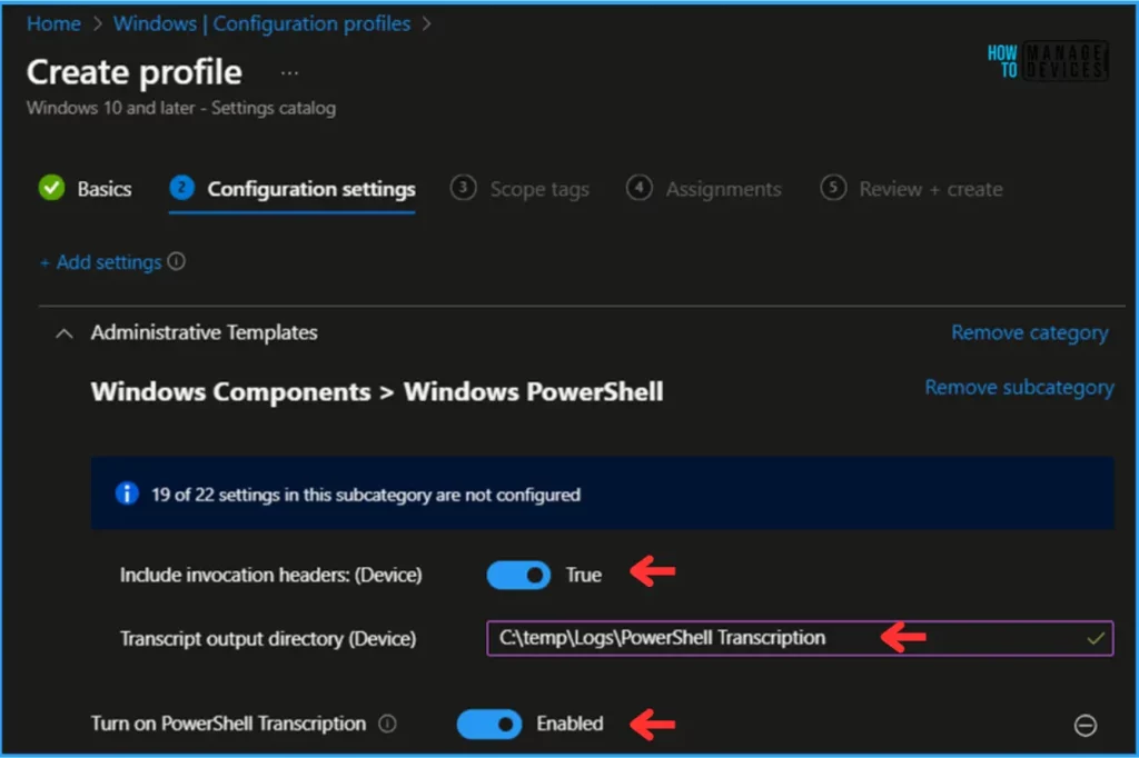 Best Guide to Turn on PowerShell Transcription with Intune. Fig. 7