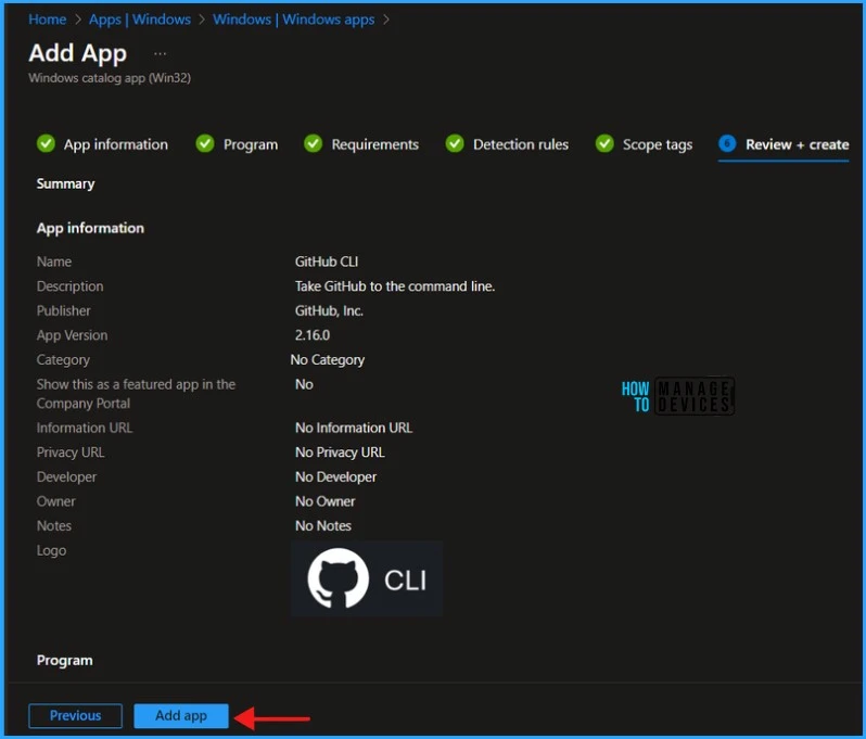 Install GitHub CLI with Intune Enterprise App Catalog App 9