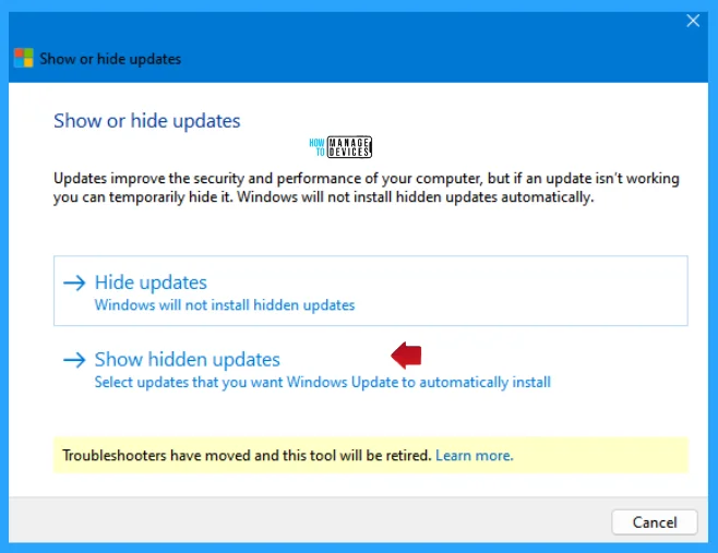 How to Show Hide Updates in Windows 11 - Fig. 11