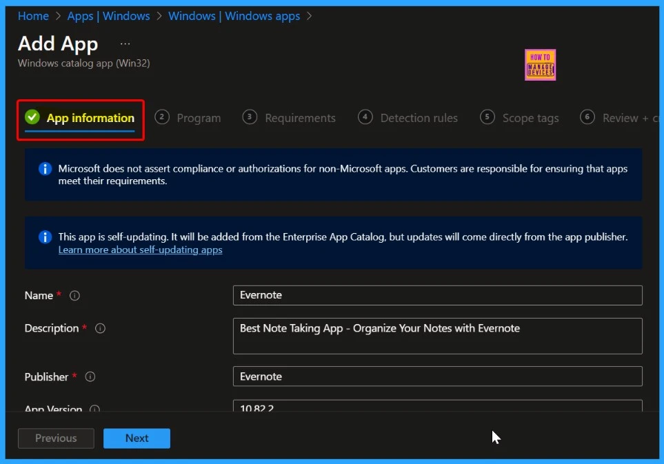 Install Evernote with Intune Enterprise App Catalog App - Fig.5