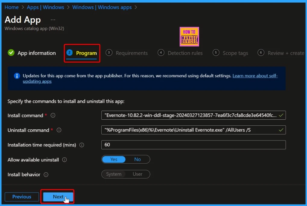 Install Evernote with Intune Enterprise App Catalog App - Fig.6