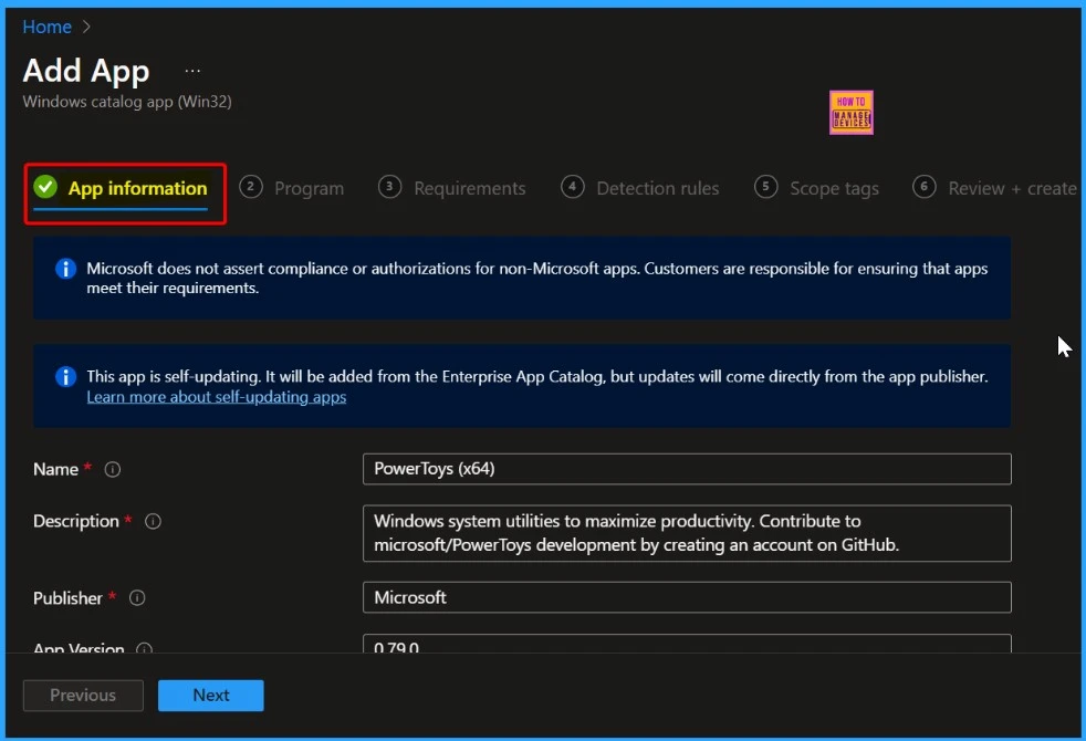 Install Microsoft PowerToys with Intune Enterprise App Catalog App - Fig.5