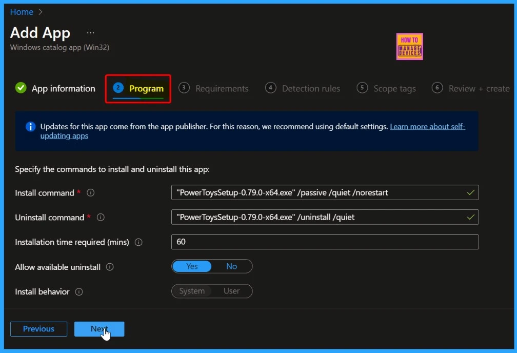 Install Microsoft PowerToys with Intune Enterprise App Catalog App - Fig.6