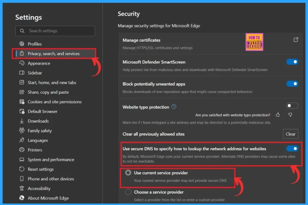 Enable Disable Secure DNS over HTTPS in Microsoft Edge- Fig.2